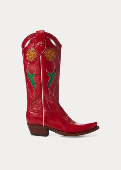 Cowboy Boots Polo Ralph Lauren Mujer Rojos - Selene Leather - QLXCN8350